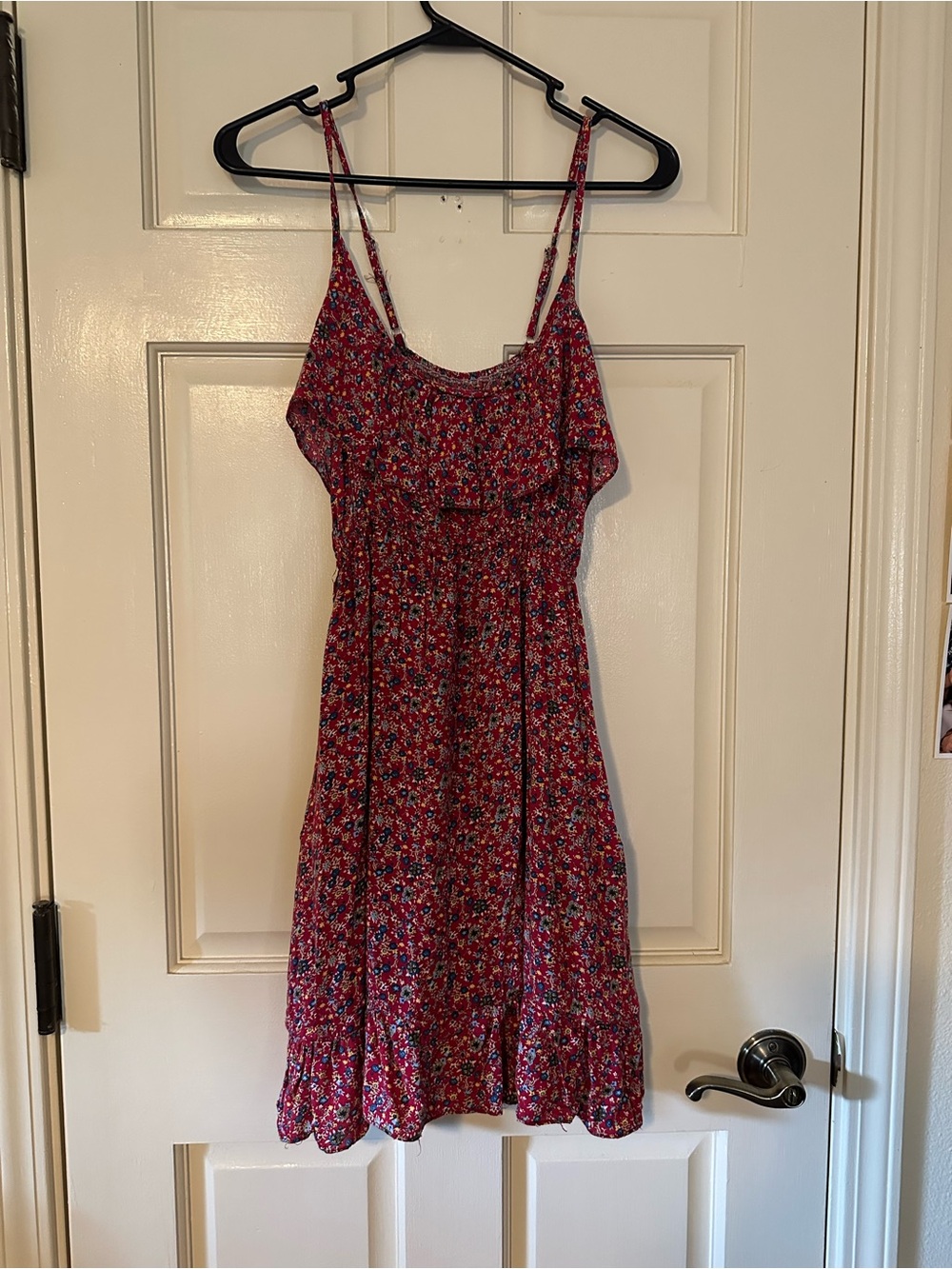 Red Floral Spaghetti-Strap Summer Dress